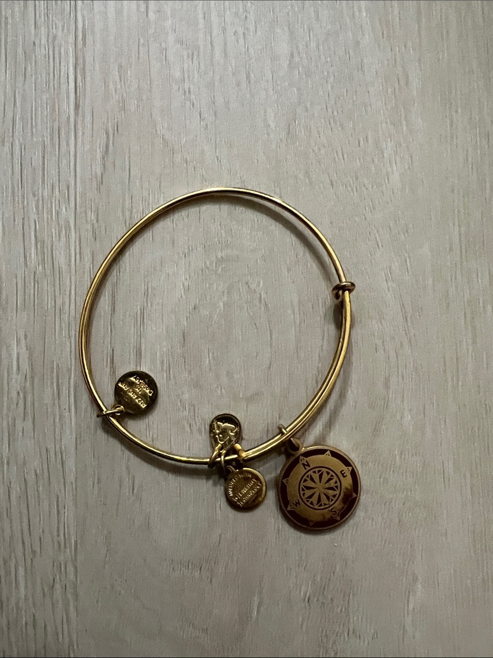 Alex and Ani Gold Compass Charm Expandable Bangle Bracelet